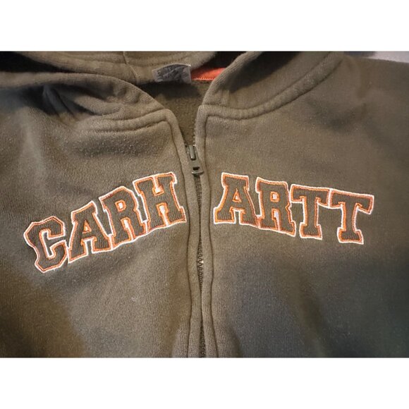 Carhartt Olive Green Toddler Hooded Zip-Up Jacket 4T Cotton/Polyester Blend - Picture 3 of 7